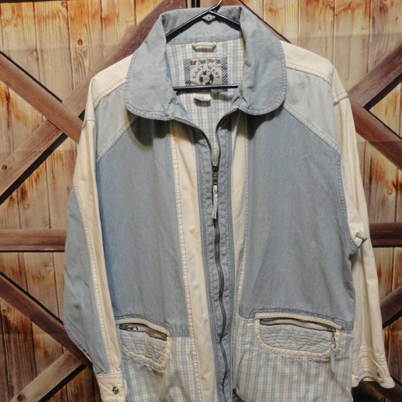 East West Sportive Jackets & Blazers - East West Sportive Casual denim Jean Jacket~Plaid pockets~heavy vtg